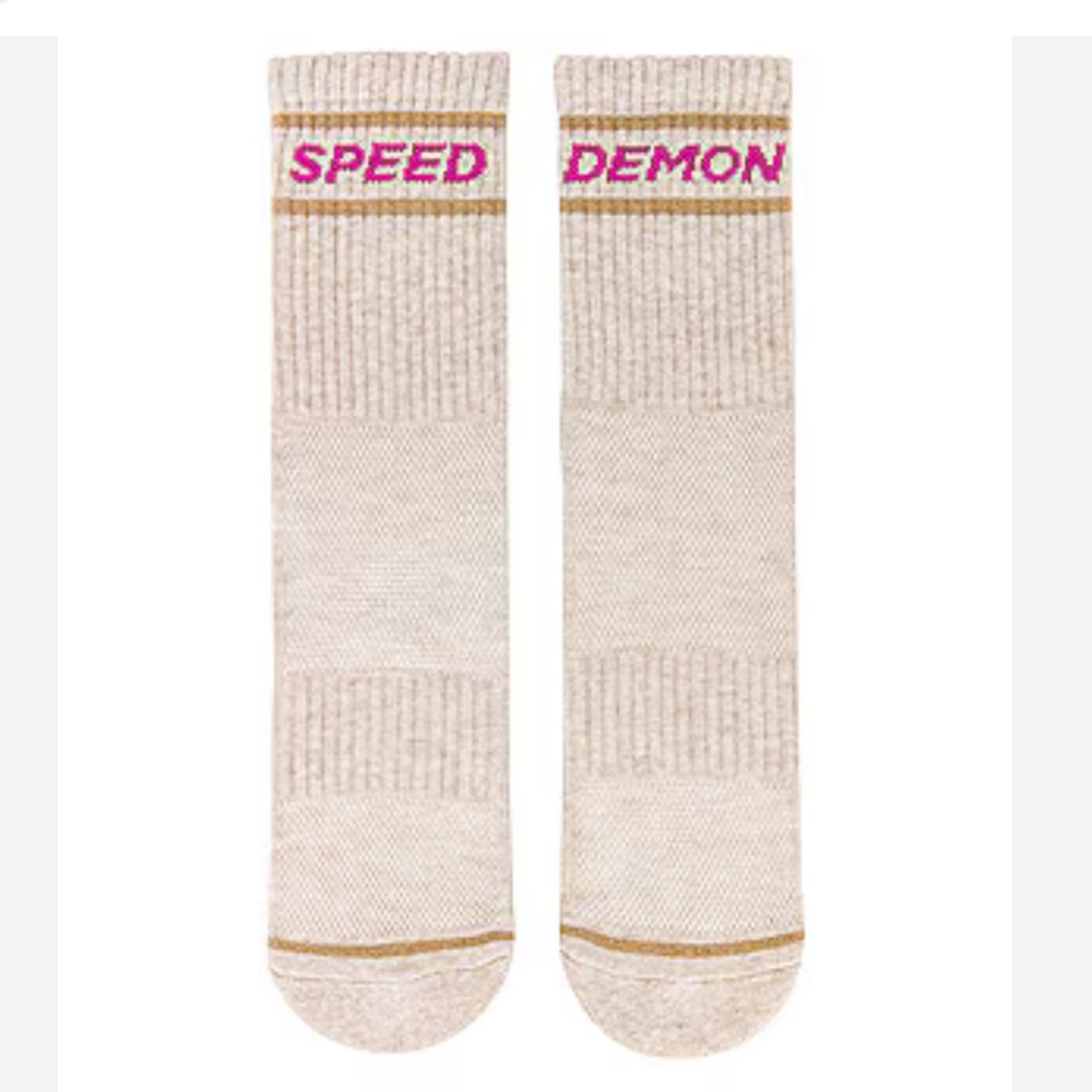 MOTHER Baby Steps Speed Demon Cream Pink and Gold Socks